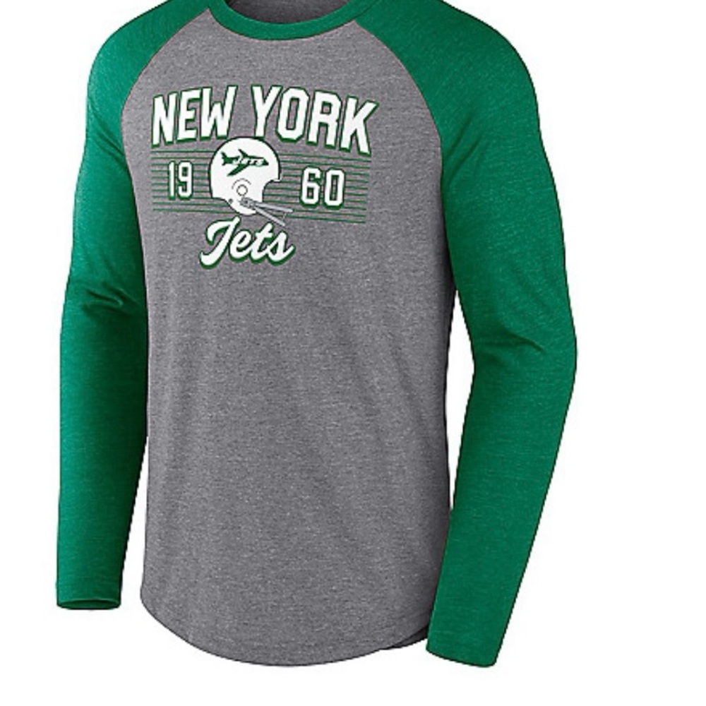 Brand New with tag Fanatics Gray and Green Long Sleeve Jets Tee